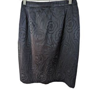 Jaeger Made in Great Britain Blue Embroidered Flowers Pencil Skirt Sz 10